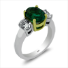 3.36ct.tw. Diamond And Emerald Three Stone Ring Oval Emerald 2.39ct. 18KWY DKR002830